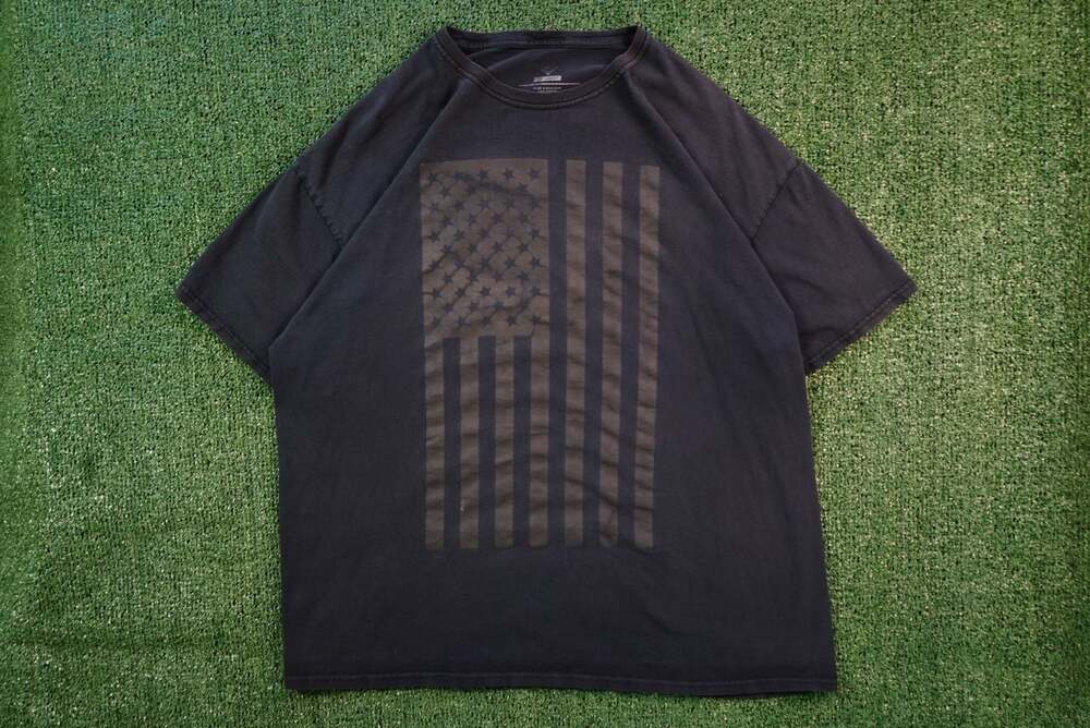 Vintage Men's 2XL Black American Flag T-Shirt Stars and Stripes